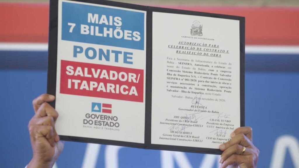 O contrato definitivo para a construção da Ponte Salvador-Itaparica foi assinado, na manhã desta quinta-feira (12), pelo Governo da Bahia e pelo consórcio chinês vencedor da licitação.