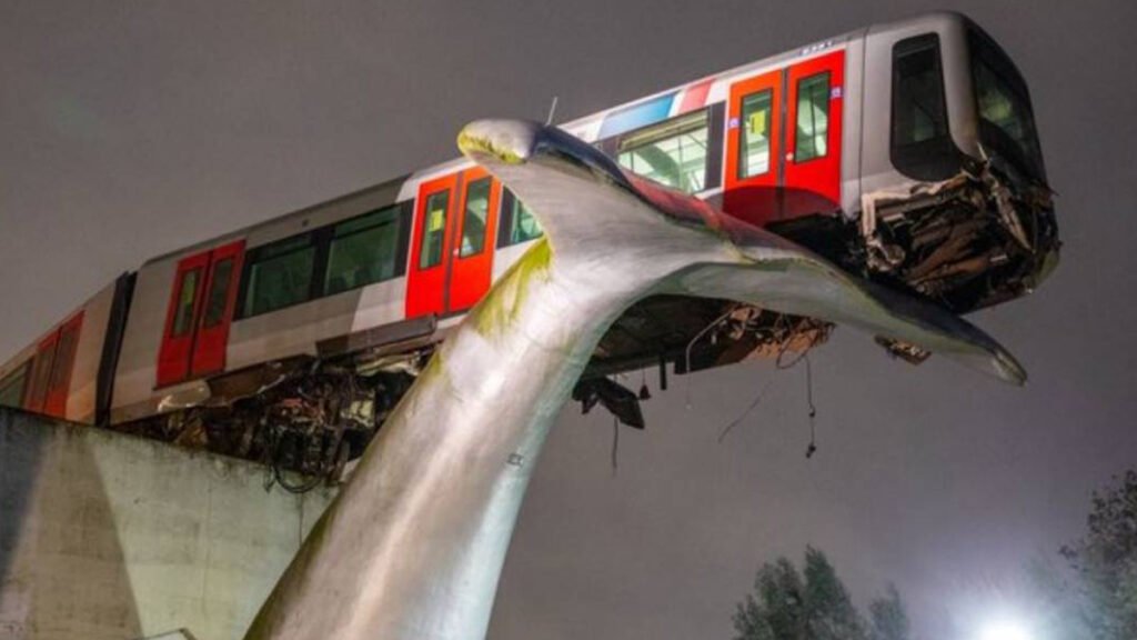Metrô é salvo pela cauda da baleia