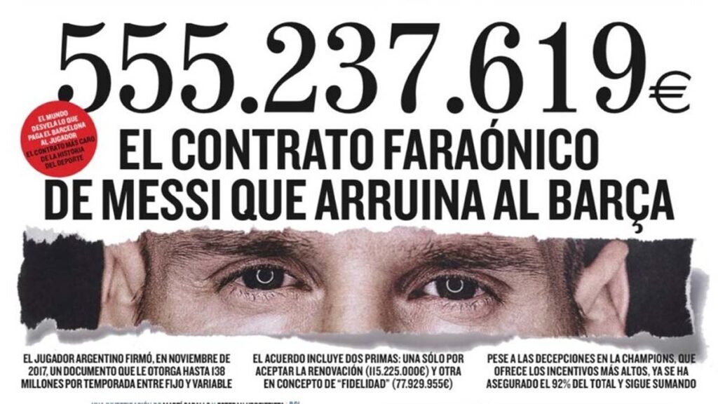 O jornal espanhol "El Mundo" revelou na sua edição deste domingo (31) detalhes do contrato do craque argentino Lionel Messi com o Barcelona