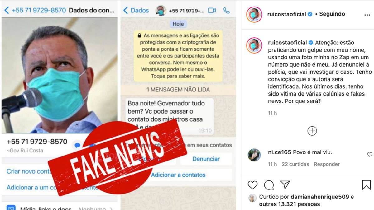 Os golpistas não têm limites para praticar seus crimes. Nesta quinta, o governador Rui Costa usou as redes sociais, para denunciar um golpe que