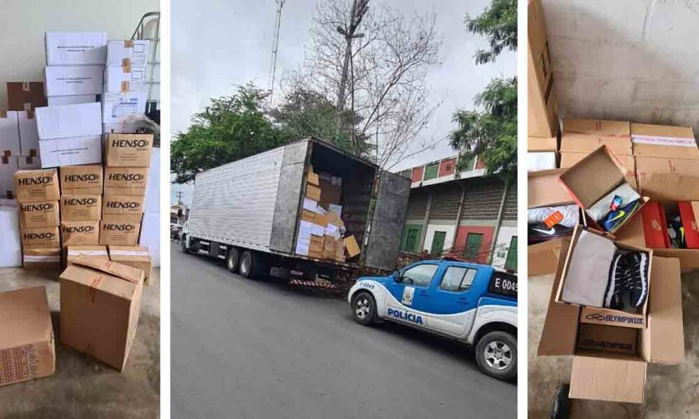 Uma carga de produtos falsificados, avaliada em R$800 mil, foi interceptada, na tarde deste domingo (13), por policiais da Delegacia de Repressão
