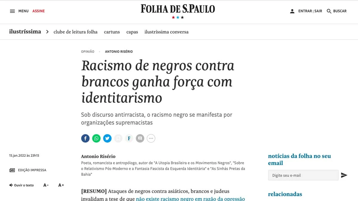 Jornalistas da Folha divulgaram uma carta aberta à direção do próprio jornal como desagravo a uma série de artigos que têm sido publicados no