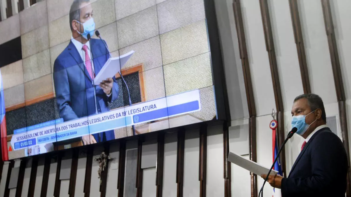 O governador Rui Costa participou da sessão solene de reabertura dos trabalhos da Assembleia Legislativa da Bahia (Alba), em Salvador,
