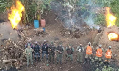 Oito fornos de carvão e quatro carvoarias que funcionavam ilegalmente em uma área de Mata Atlântica preservada foram destruídos durante uma