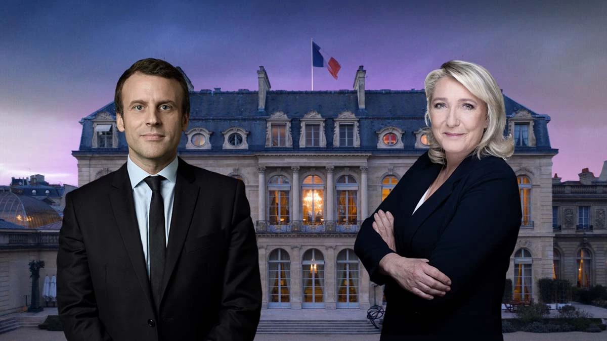 de uma campanha disputada sobre o futuro do país, enquanto o político de centro, Emmanuel Macron, enfrenta a extrema-direita Marine Le Pen