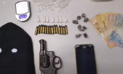 Policiamento Especializado (Cipe) Central apreenderam drogas e um revolver de calibre 38, além de deter uma pessoa