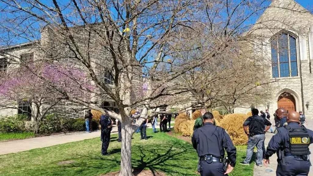 Uma atiradora invadiu e matou 3 crianças e 3 adultos com armas de fogo em Nashville, Tennessee nesta segunda-feira (27).