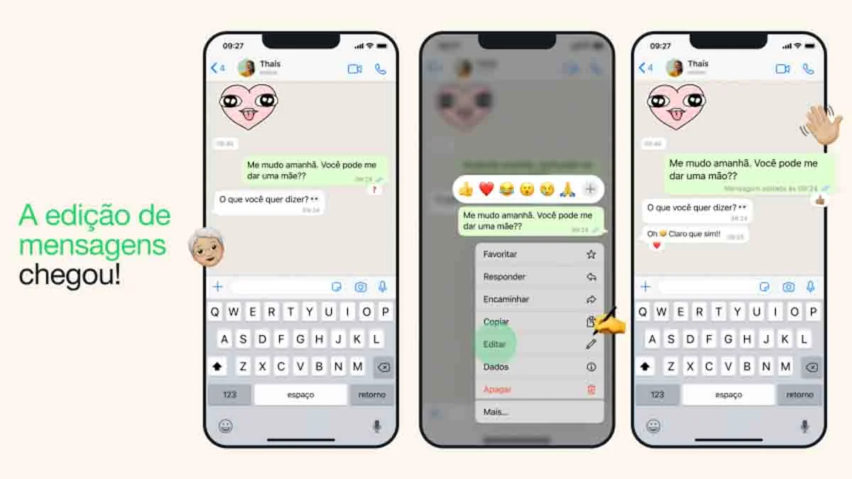 O WhatsApp anunciou na segunda-feira (22), a liberação de um recurso que permite aos usuários editar mensagens já enviadas no aplicativo. A