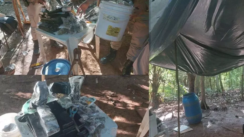 Policiais militares da Rondesp Atlântico apreenderam drogas em um acampamento montado por traficantes, na tarde de sexta-feira (9),