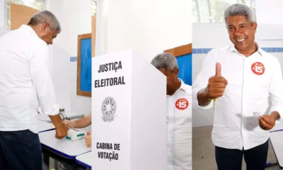 O governador Jerônimo Rodrigues registrou seu voto neste domingo (6), no Colégio Estadual Luís Viana, localizado no bairro de Brotas,