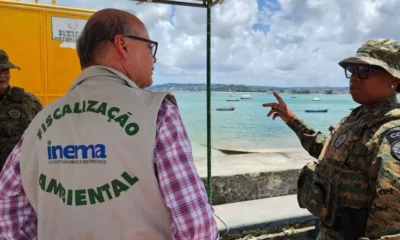 Ambiente e Recursos Hídricos (Inema) esteve na Marina do Bonfim para apurar o descarte irregular de arraias,