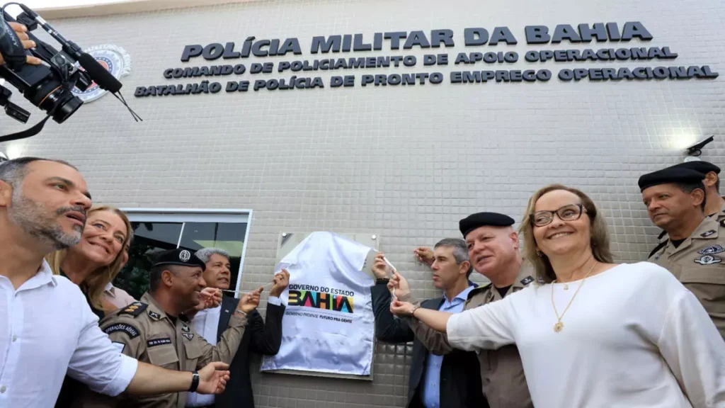 durante inauguração da nova sede do Batalhão de Polícia de Pronto Emprego Operacional (BPEO) da Polícia Militar da