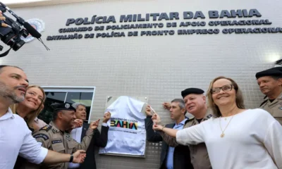 durante inauguração da nova sede do Batalhão de Polícia de Pronto Emprego Operacional (BPEO) da Polícia Militar da