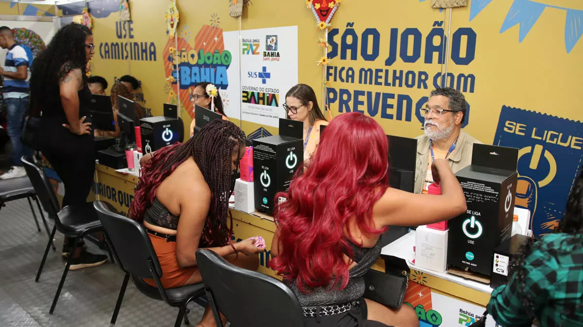 O posto de testagem para Infecções Sexualmente Transmissíveis (ISTs) montado no Parque de Exposições, em Salvador,
