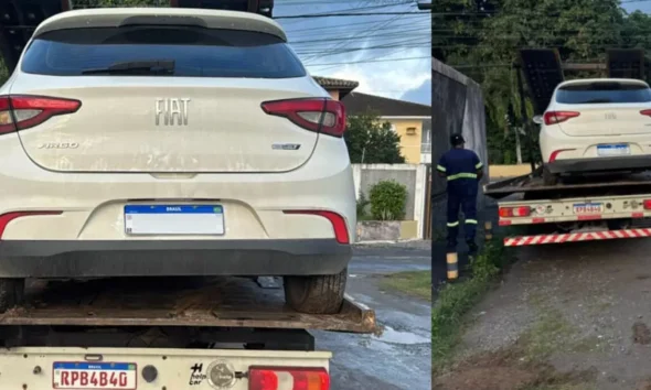 Policiais militares da 52ª CIPM recuperaram um carro com restrição, no final da manhã de segunda-feira (14), em Buraquinho,
