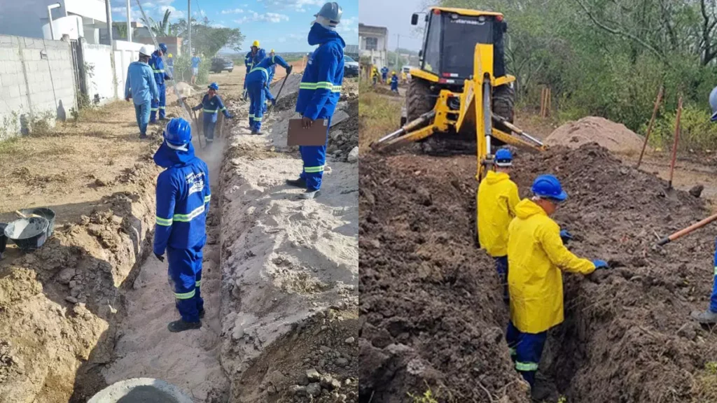 As obras para implantação do sistema de esgotamento sanitário em Riachão do Jacuípe começaram na segunda quinzena de