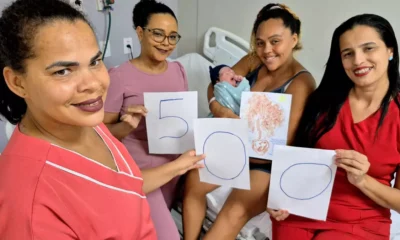 foi um eco ancestral que celebra resistência e vida. O bebê, quarto filho de Tatiane de Jesus e Marivaldo, é o 500º