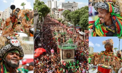 A tradicional pipoca do Olodum tomou conta do Circuito Osmar (Campo Grande) nesta terça-feira de Carnaval (17), transformando o percurso