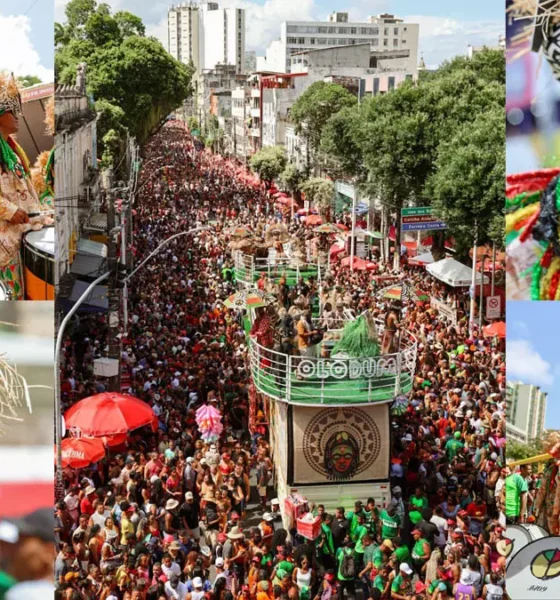 A tradicional pipoca do Olodum tomou conta do Circuito Osmar (Campo Grande) nesta terça-feira de Carnaval (17), transformando o percurso