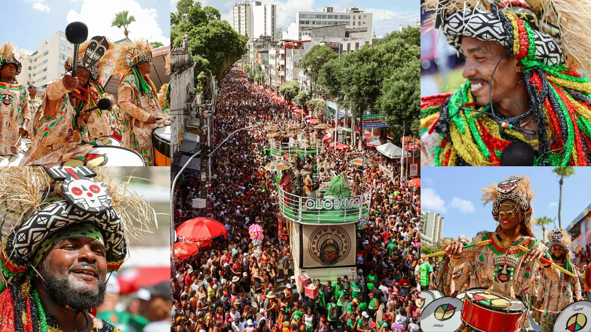 A tradicional pipoca do Olodum tomou conta do Circuito Osmar (Campo Grande) nesta terça-feira de Carnaval (17), transformando o percurso