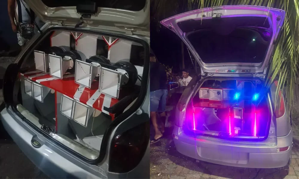 A Polícia Militar da Bahia apreendeu dois veículos equipados com som do tipo “paredão” durante ações da Operação Paredão