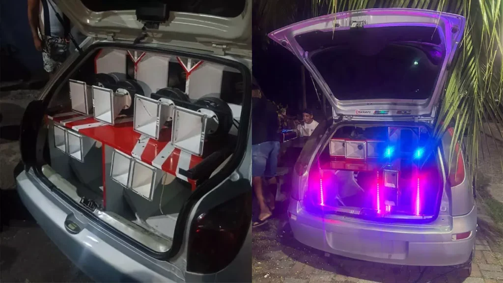 A Polícia Militar da Bahia apreendeu dois veículos equipados com som do tipo “paredão” durante ações da Operação Paredão