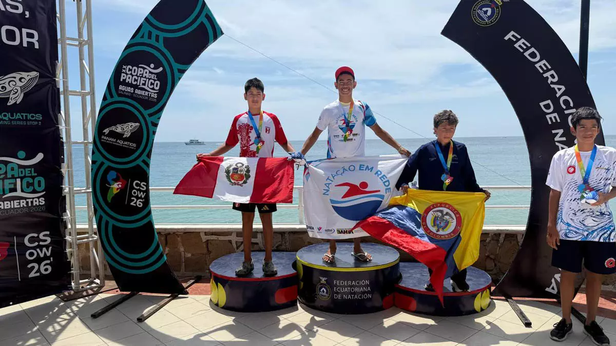 Nas águas de Salinas, no Equador, a natação baiana brilhou na Copa Pacífico de Águas Abertas 2026, realizada entre os dias 11 e 16 de maio.