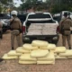 policiais militares da 29ª CIPM prenderam um indivíduo e apreenderam materiais explosivos no bairro União, em Seabra. 