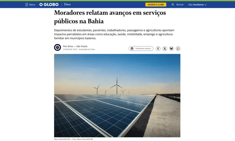 mobilidade, geração de empregos e agricultura familiar, ganharam destaque nacional em reportagem publicada pelo jornal O Globo.