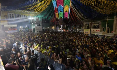 Largo do Pelourinho, no Centro Histórico de Salvador, para o último dia de atrações do São João do Governo do Estado.