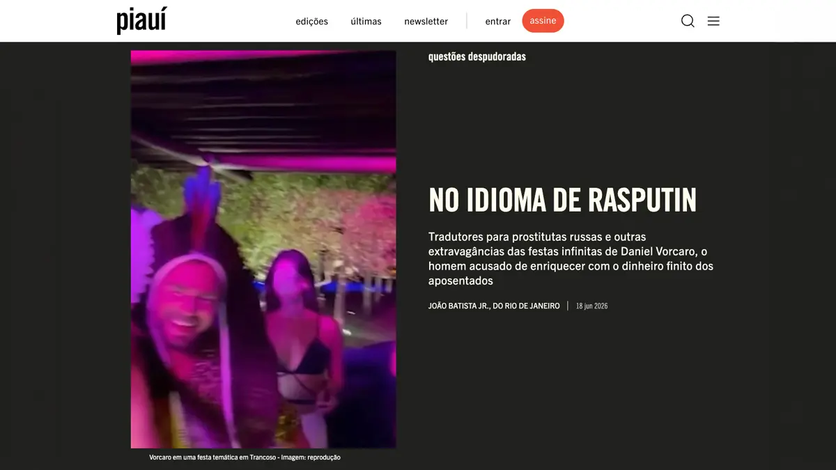 Publicado no site da revista Piauí em 18 de junho, o texto “No idioma de Rasputin — Tradutores para prostitutas russas e outras