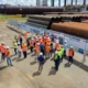 As obras da Ponte Salvador-Itaparica seguem avançando no canteiro industrial de São Roque do Paraguaçu, no município de Maragogipe,