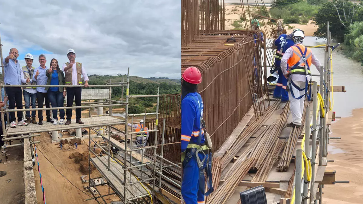 O governador Jerônimo Rodrigues visitou, nesta quarta-feira (13), as obras da nova ponte sobre o Rio Jequitinhonha, no município de Itapebi,