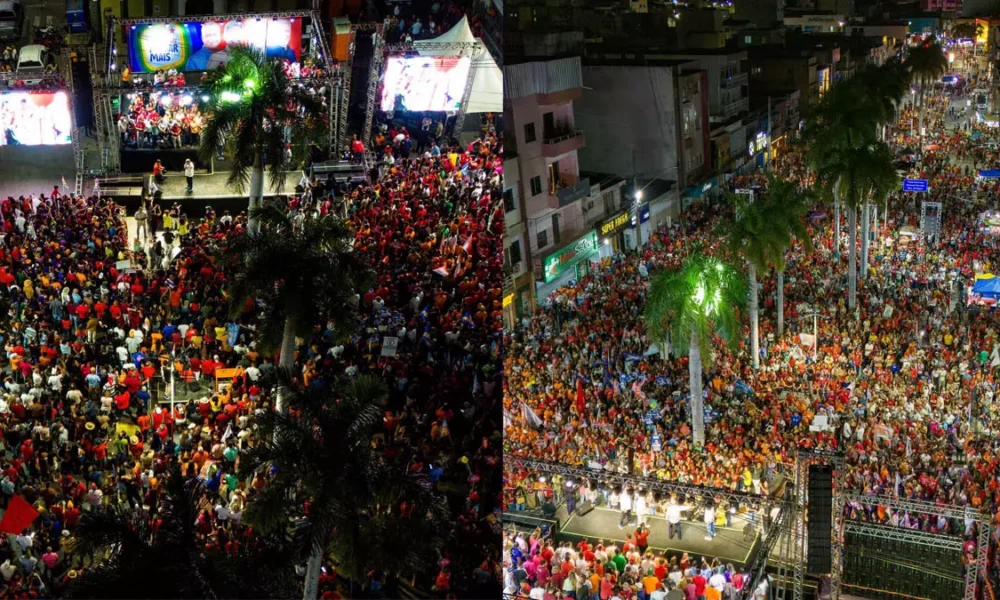 o candidato do PT ao Senado, Rui Costa, celebrou a participação popular no comício realizado em Irecê, na noite de ontem, no