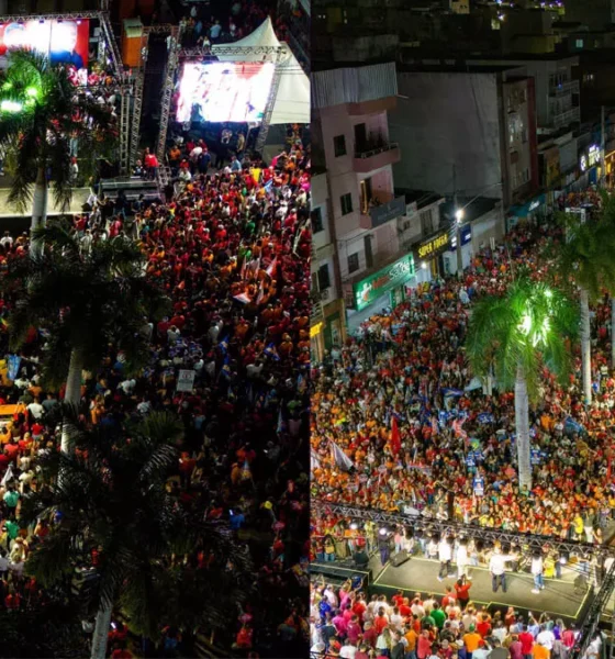 o candidato do PT ao Senado, Rui Costa, celebrou a participação popular no comício realizado em Irecê, na noite de ontem, no