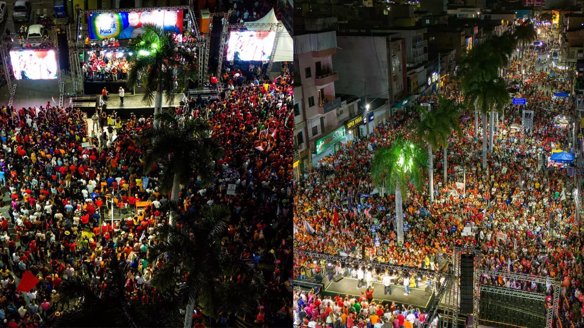 o candidato do PT ao Senado, Rui Costa, celebrou a participação popular no comício realizado em Irecê, na noite de ontem, no